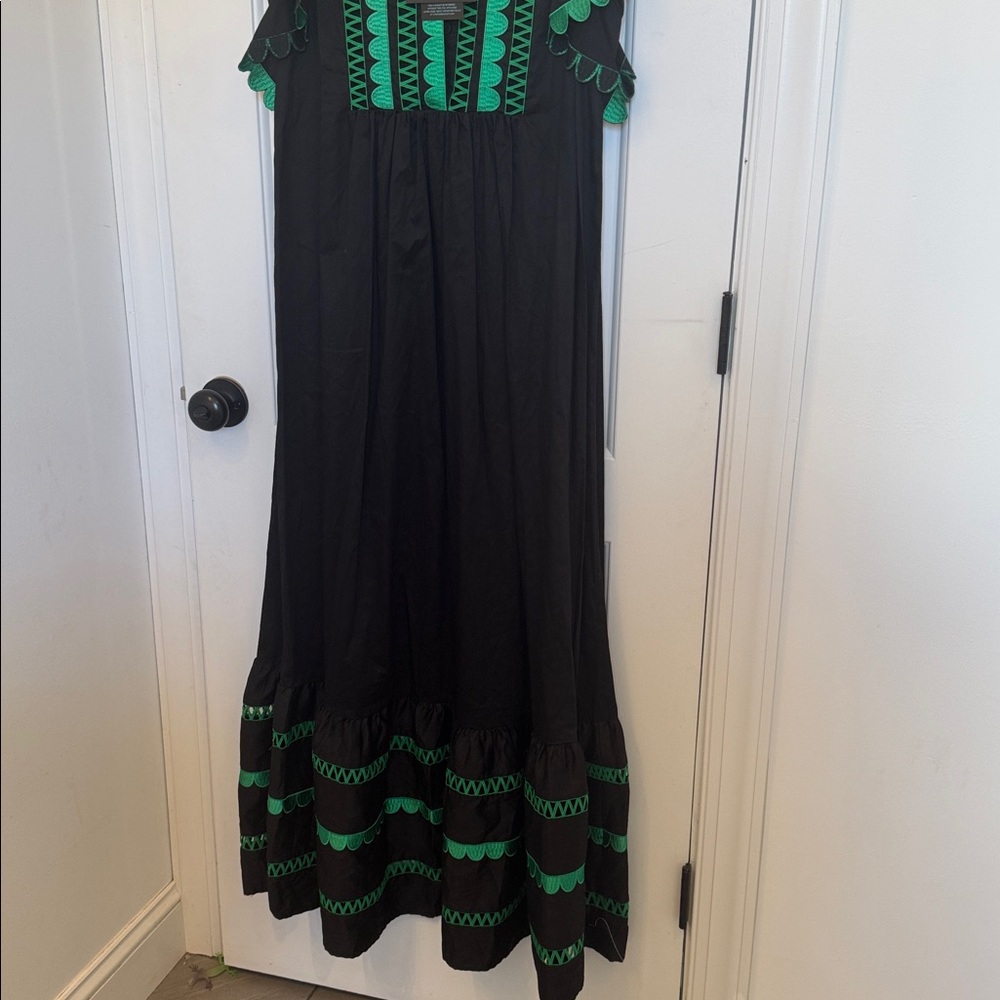 Cynthia Rowley Nairobi Kaftan Maxi Dress with Green Embroidery small - Picture 4 of 8
